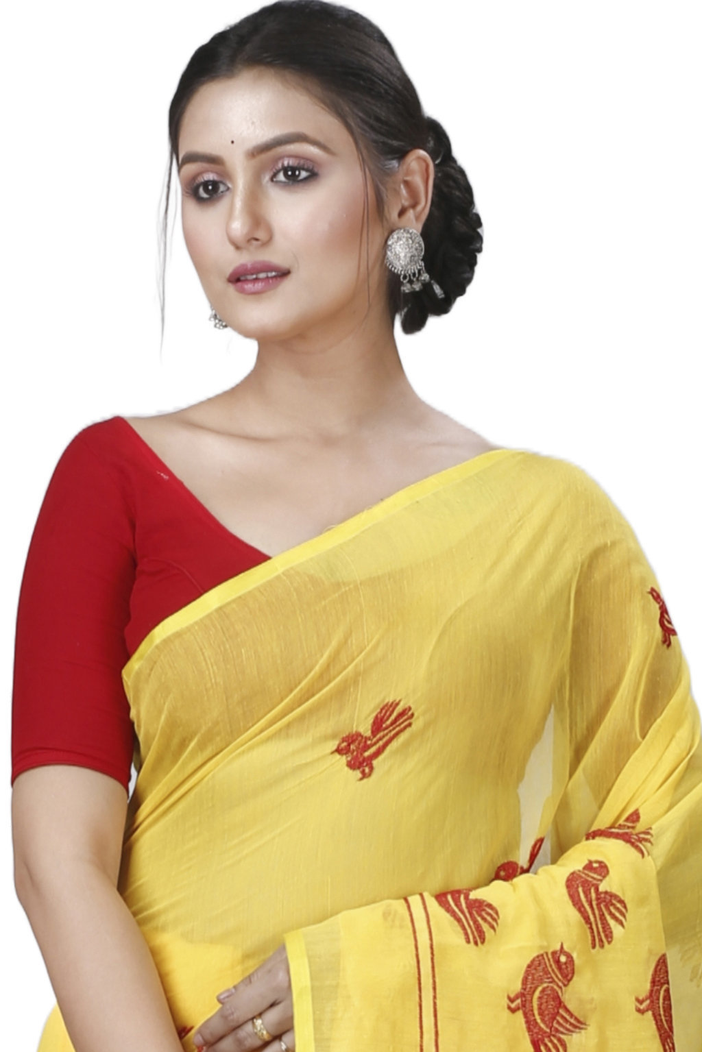 Yellow Blended Cotton Thulasi Hand Loom Saree (1189)